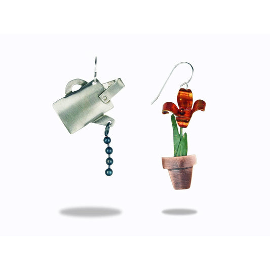 Watering Can & Flower Earrings by Chickenscratch