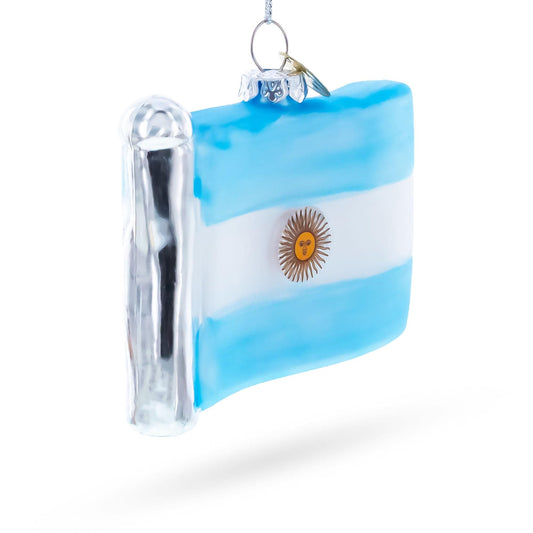a blue and white flag ornament