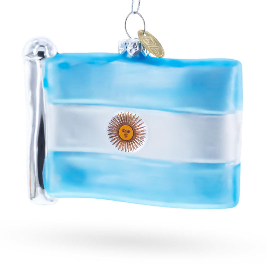 a glass ornament with a flag