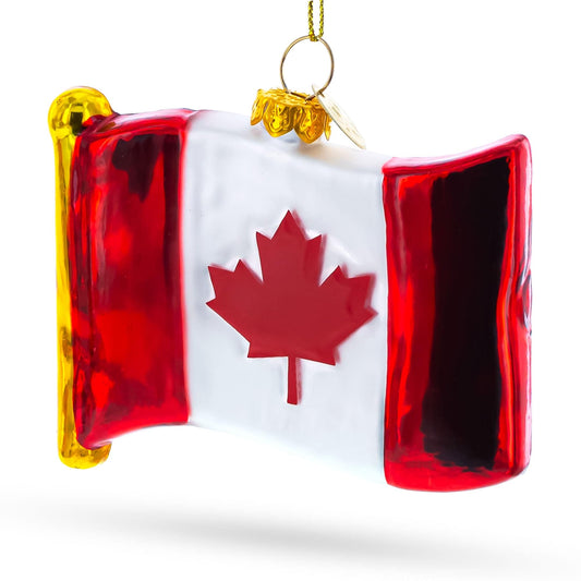 Waving Flag of Canada Glass Christmas Ornament