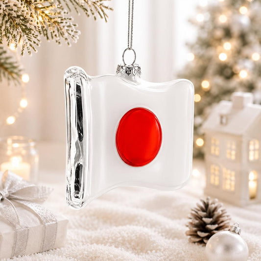 a glass ornament from a tree