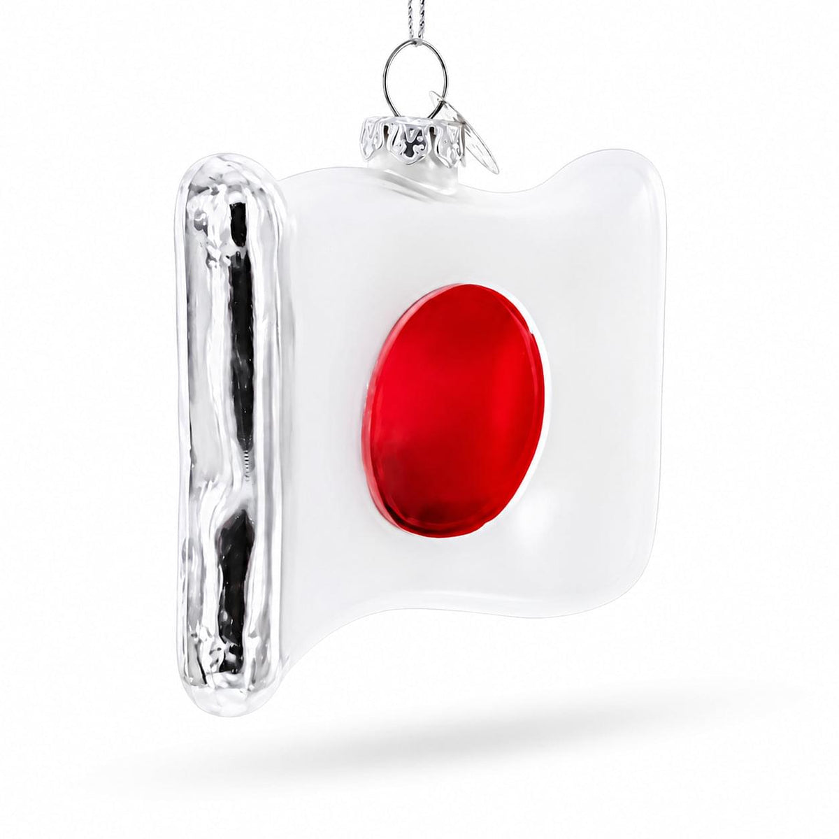 Waving Flag of Japan Glass Christmas Ornament