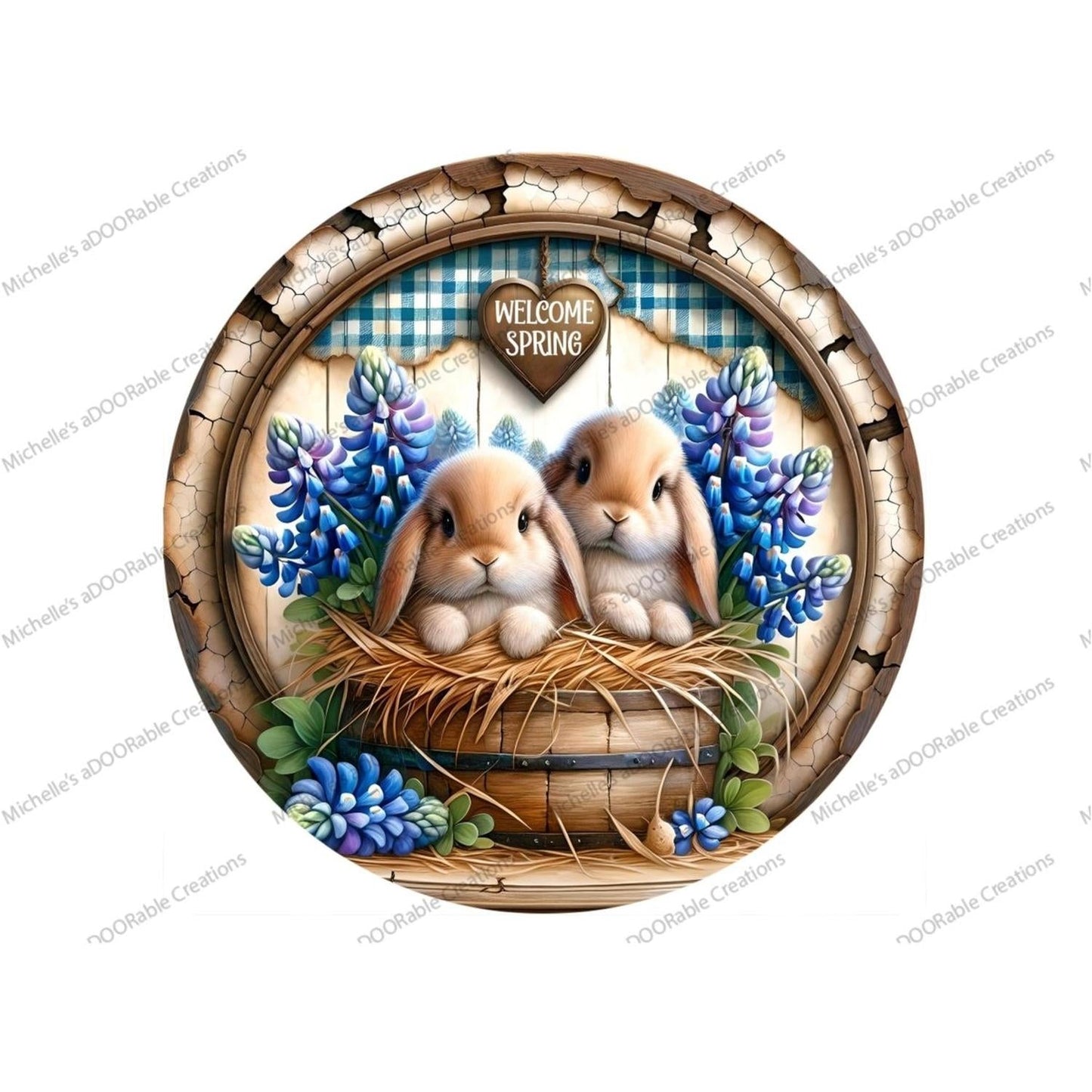 Welcome Spring Bluebonnet Bunny Sign