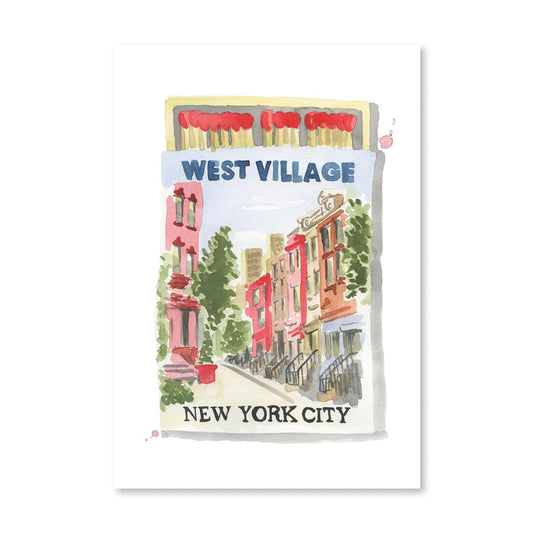 watercolor of a city street