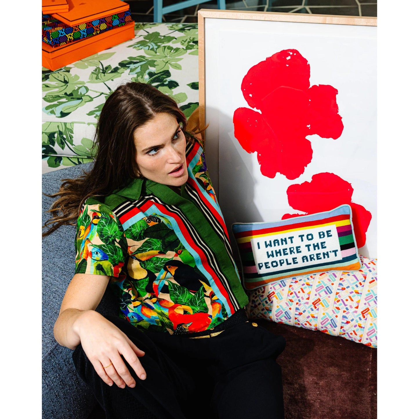 Where the People Aren't Needlepoint Pillow