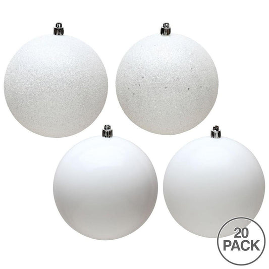 a group of white christmas ornaments