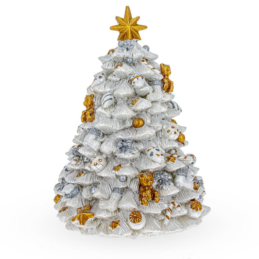 a white and gold christmas tree