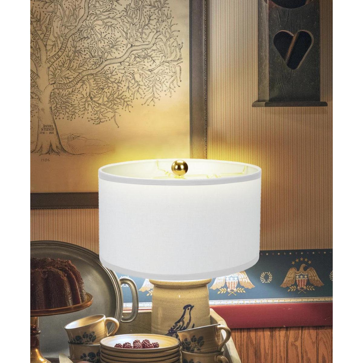 White Linen Shallow Drum Premiere Lampshade 18x18x10
