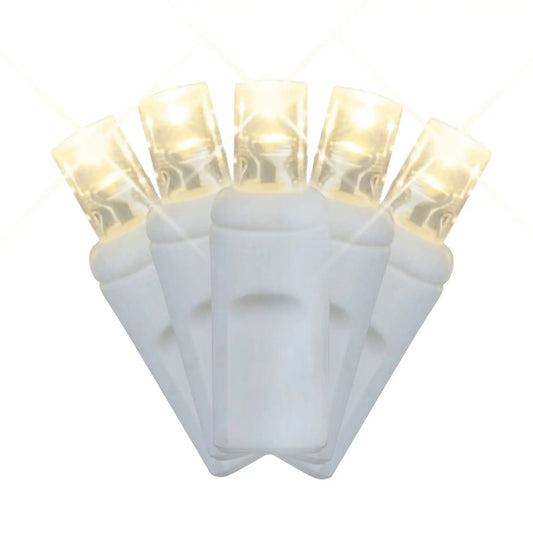LED Mini Lights 5MM White Wire Warm White Twinkle 4:1 -6" Spacing