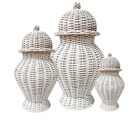 a group of white vases