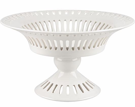 WHITE PIERCED PEDESTAL BOWL