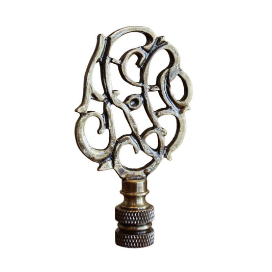 Williamsburg Cipher Lamp Finial Antique Brass, 3"h