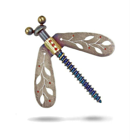 a metal dragonfly with a screw