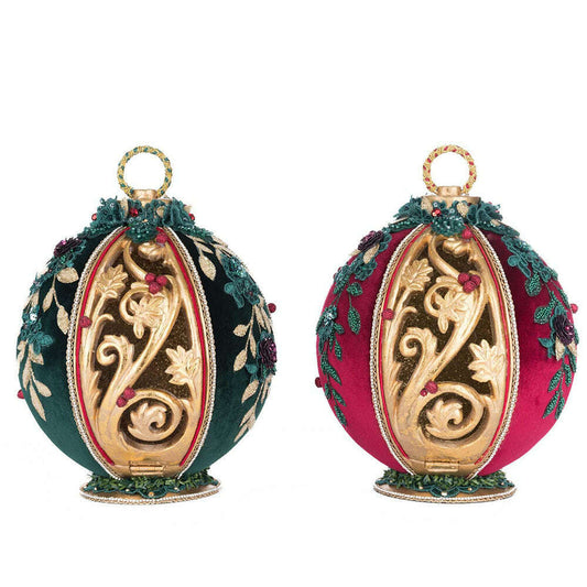 two ornaments on a white background
