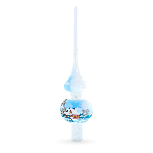 a blue and white christmas ornament