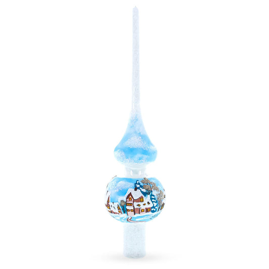 a blue and white christmas ornament