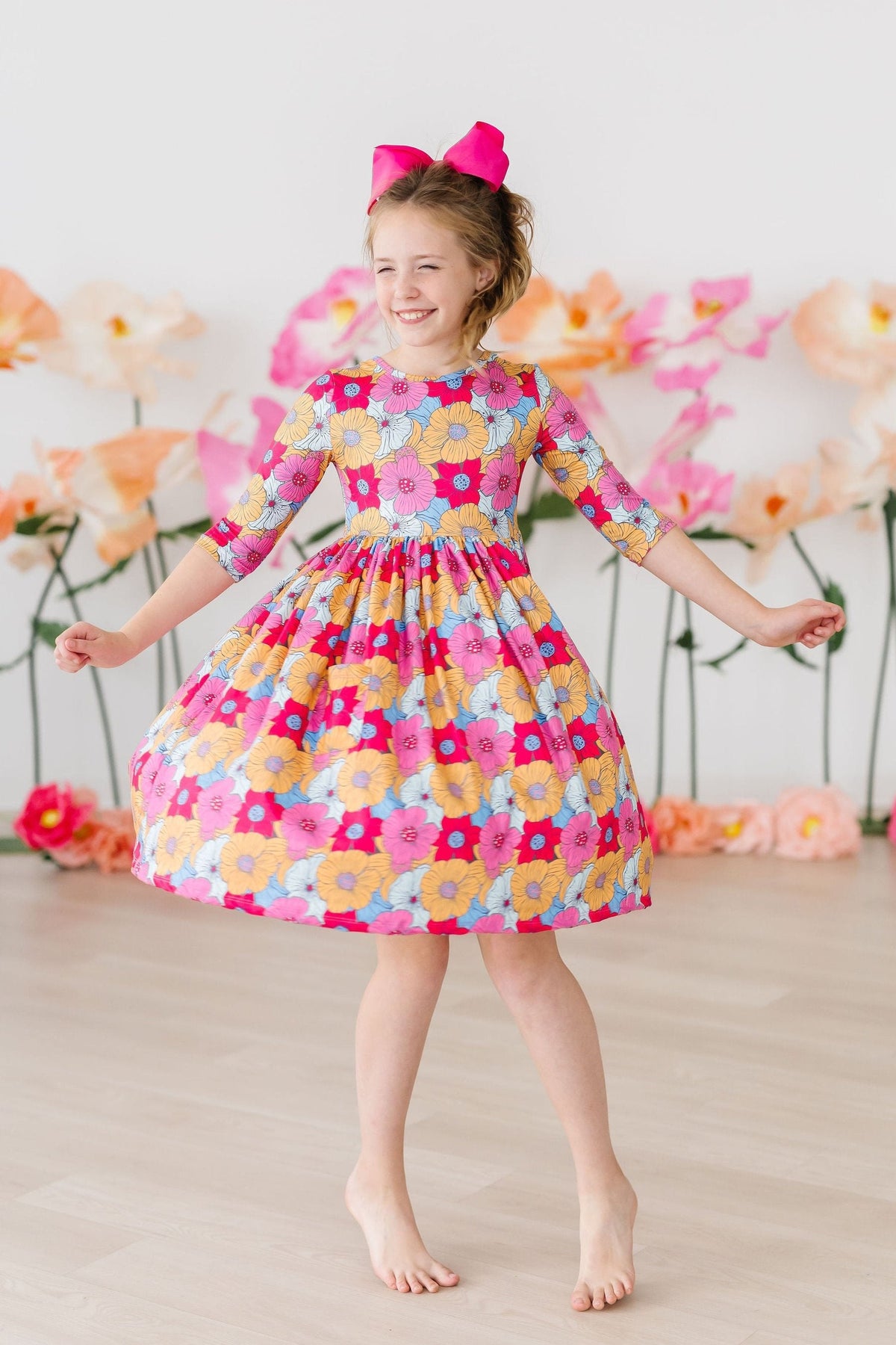 a girl in a dress