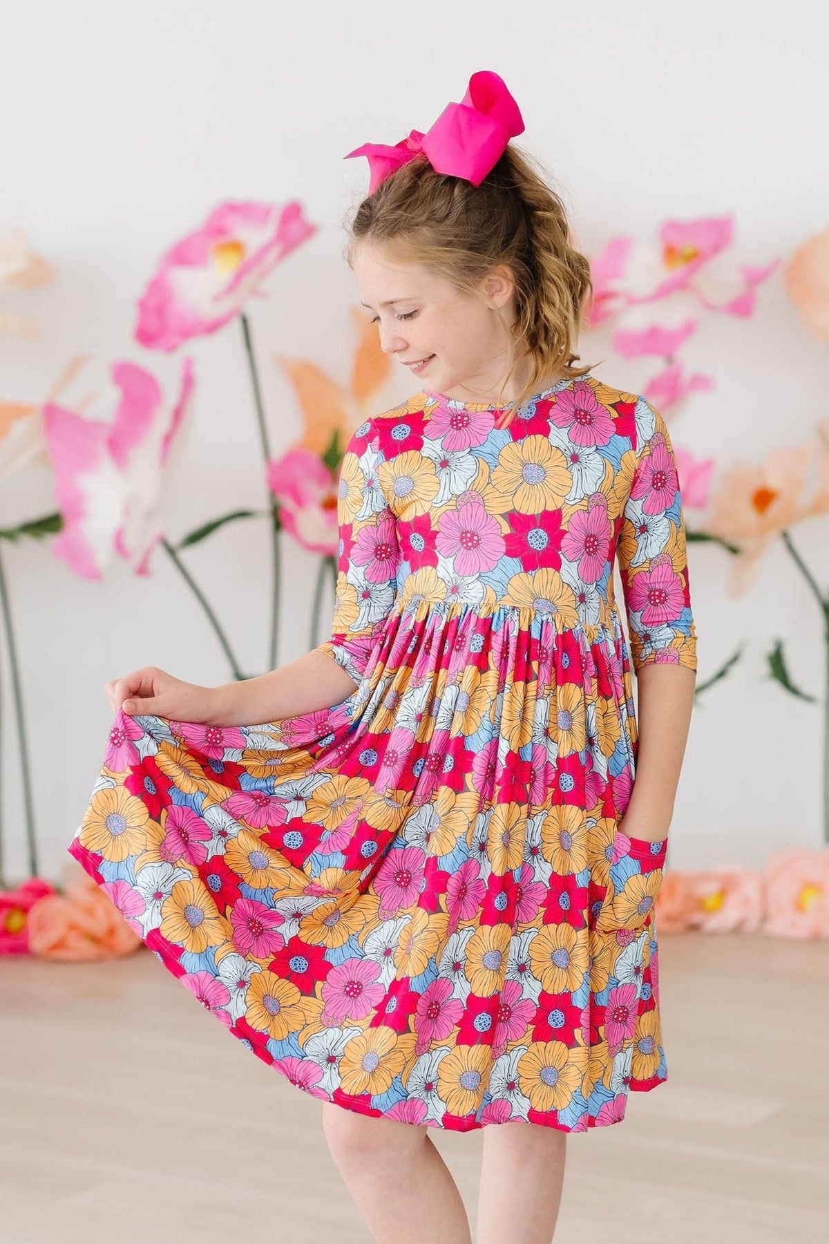 a girl in a dress