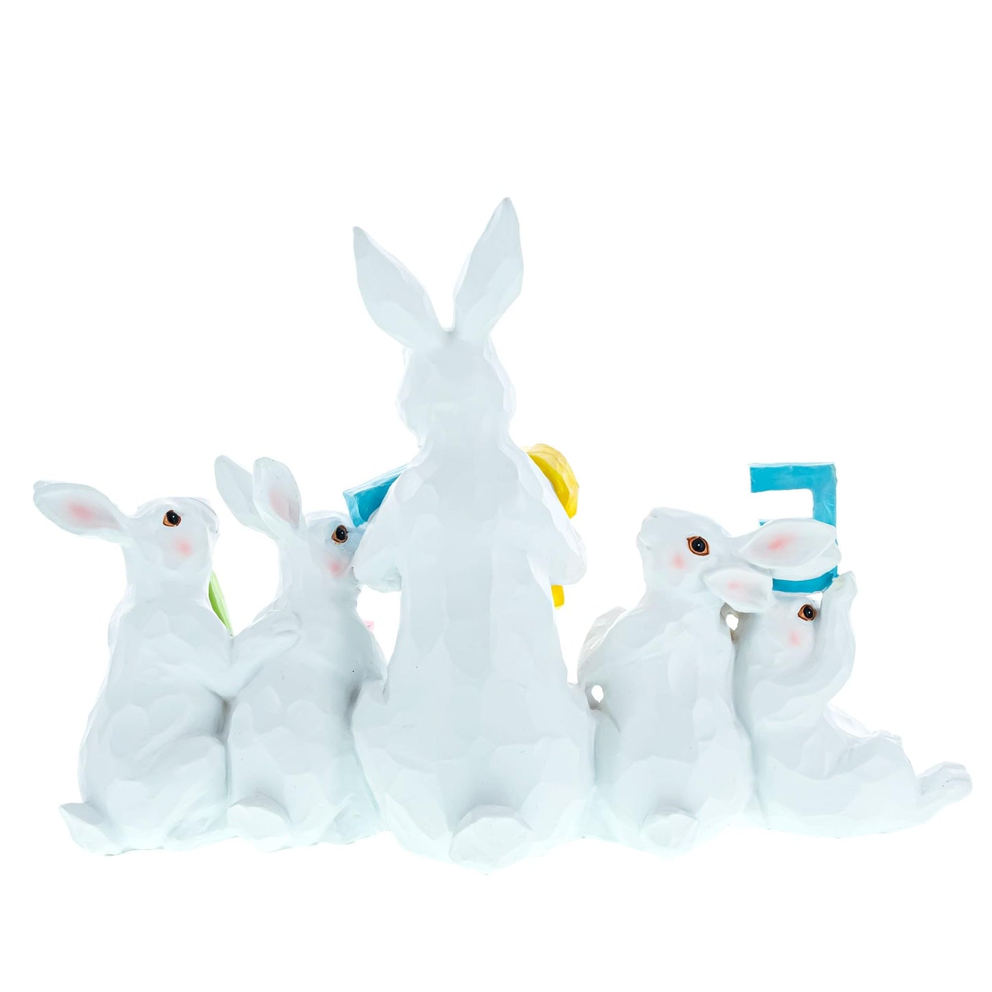 Wooden-Style Easter Bunny Figurine - 8.7" Tall Spring Letter Mantel Decor