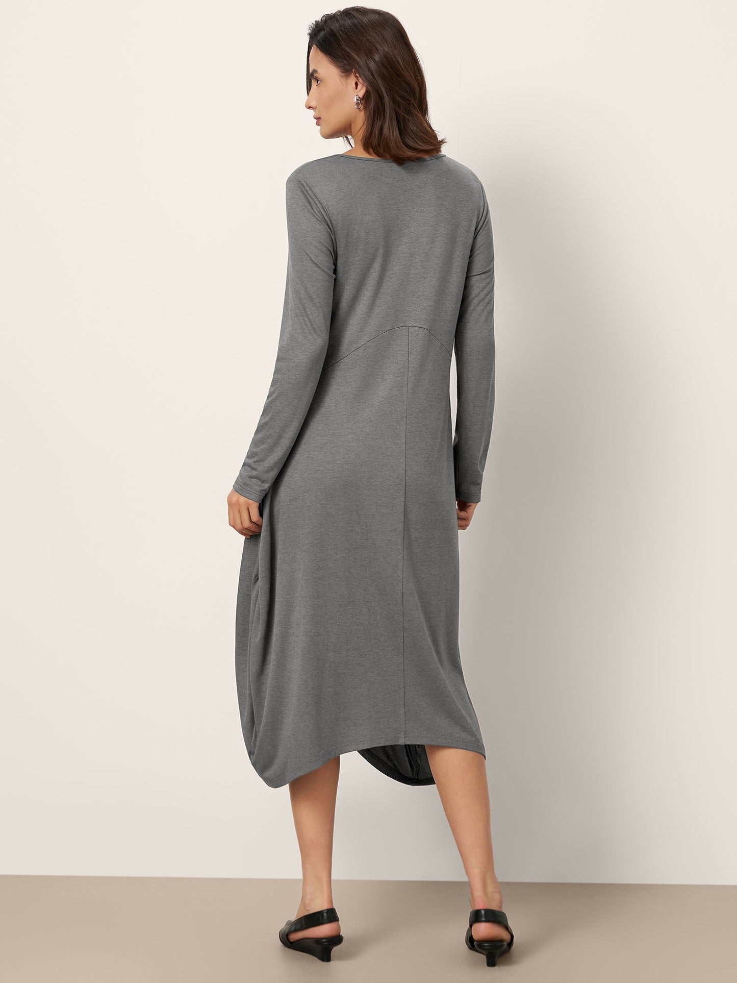 Wool Cocoon Curved Waist Midi Dress FARRAH