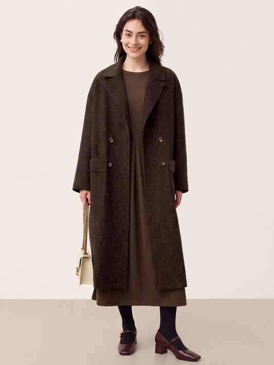 Wool Double-Breasted Lapel Coat SAPPHIRE