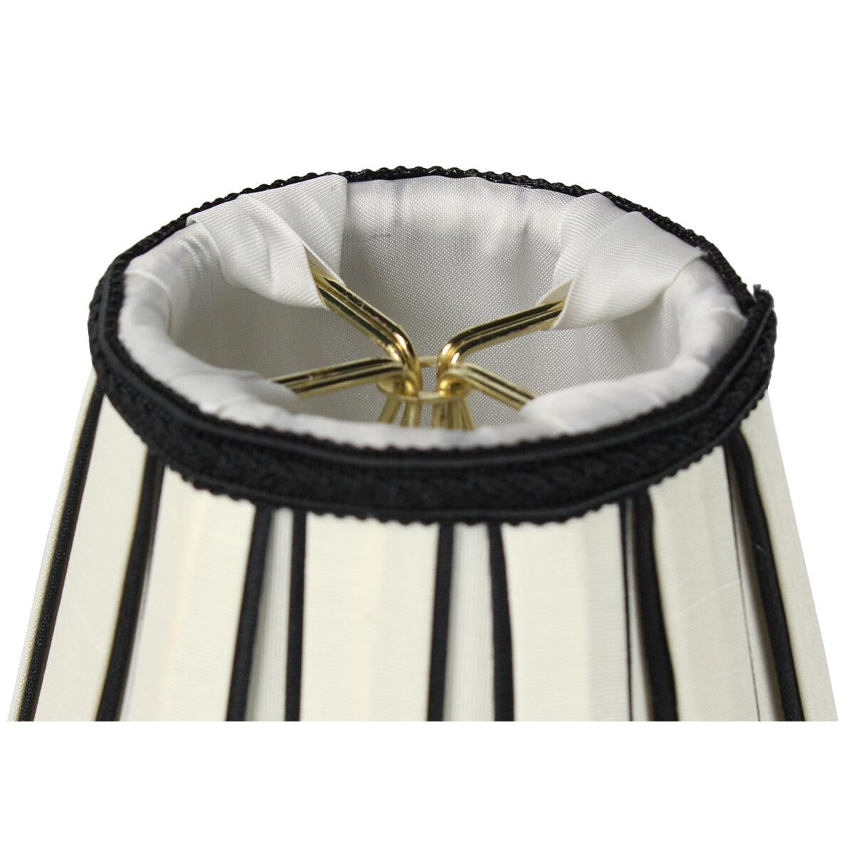 5"W x 5"H Eggshell with Black Chandelier Clip-On Lampshade