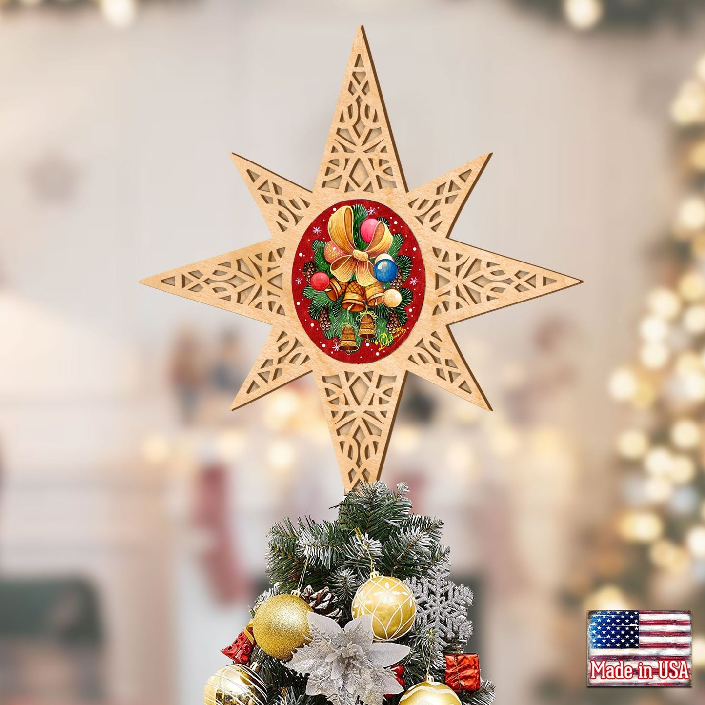 Christmas Bells Tree Topper by D. Gelsinger - Designocracy - 89496