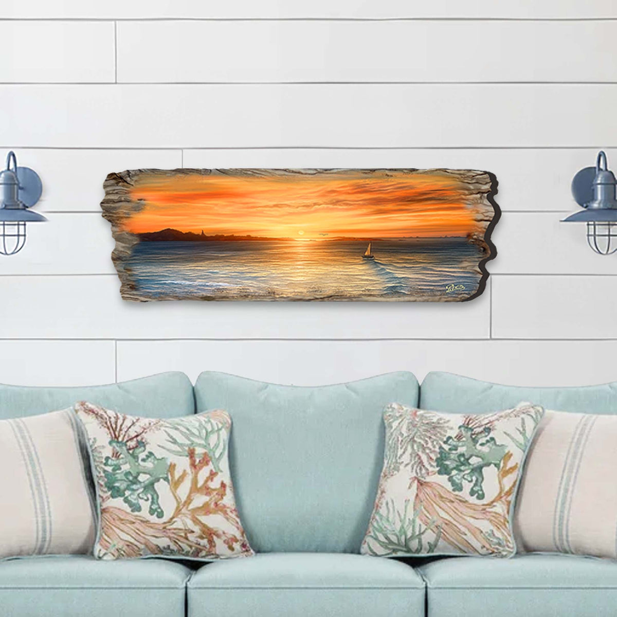 Ocean Sunset Wooden Wall Art by G. DeBrekht Coastal Decor - 8491106W