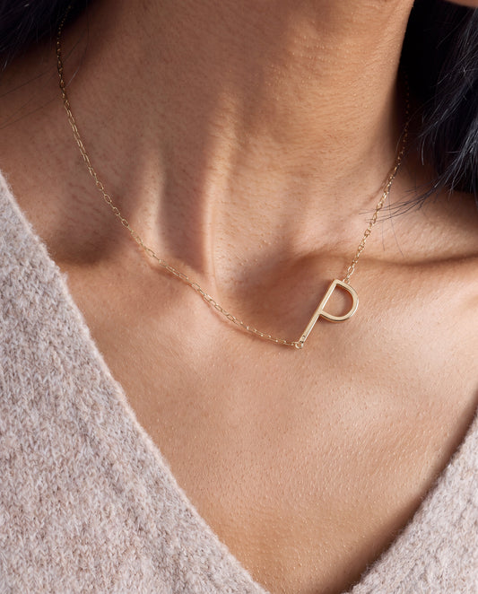 Initial P Precious Elongated Necklace