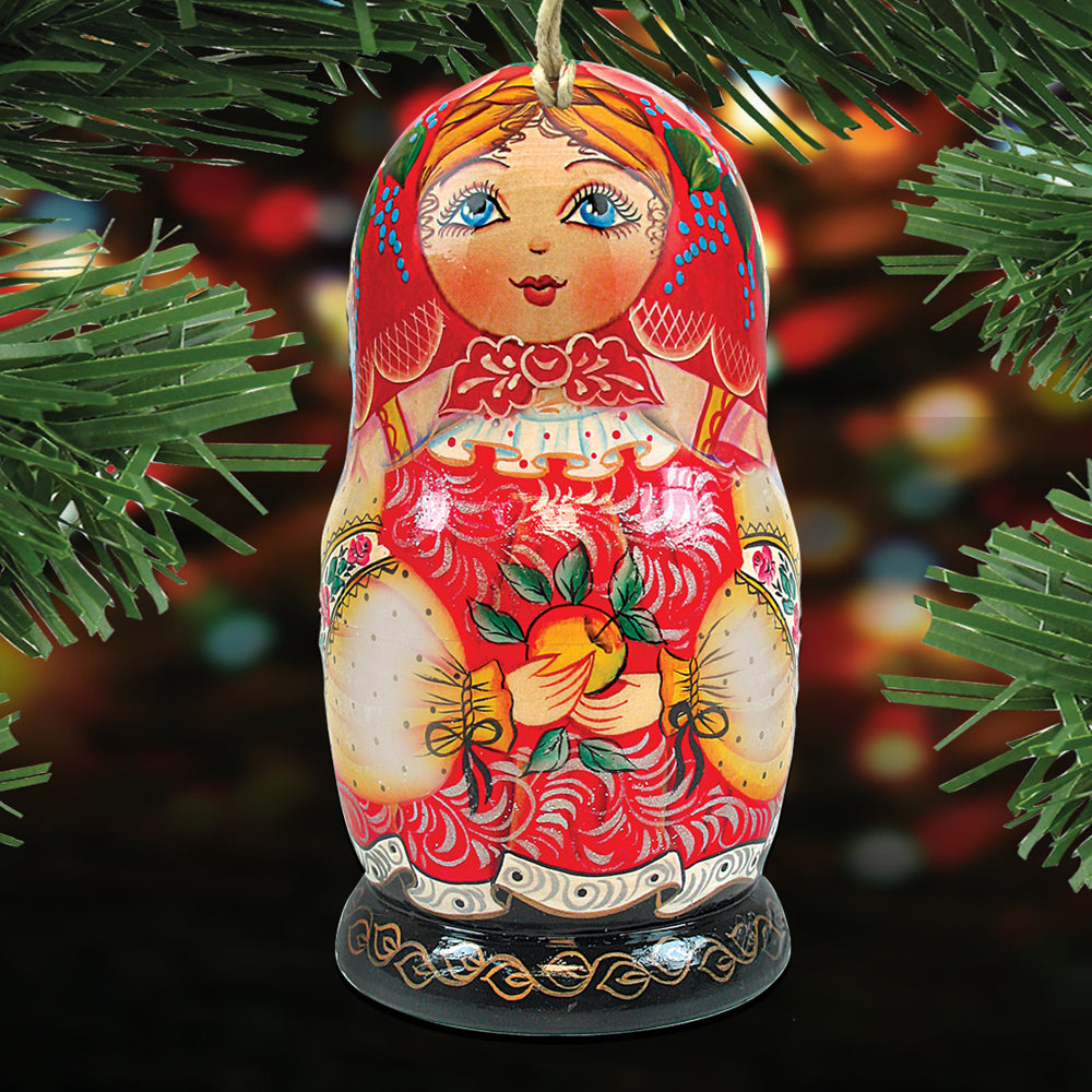 Nesting Matreshka Wooden Ornaments Set of 3 by G. DeBrekht - Christmas Decor - 8100019S3