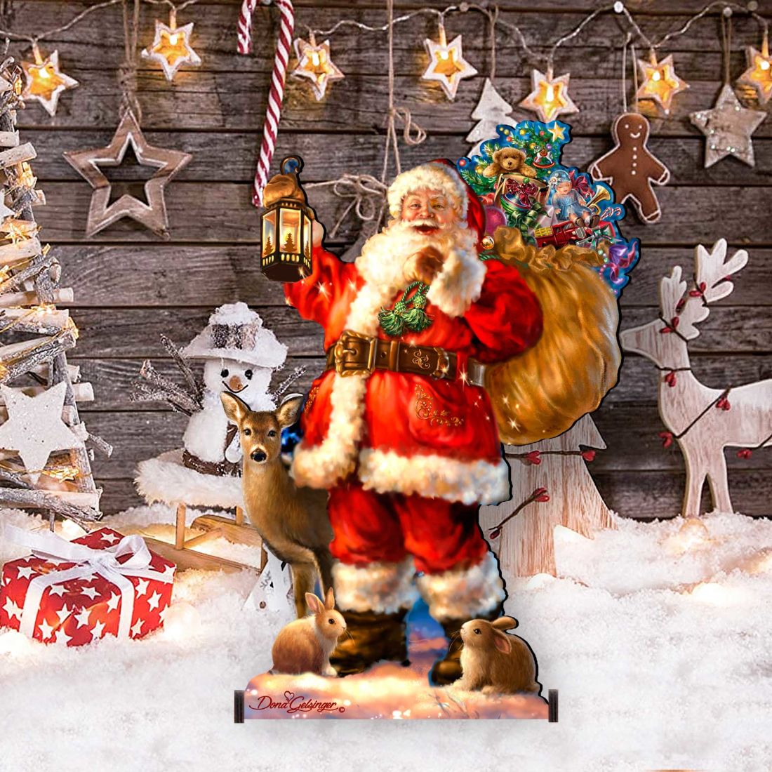 Woodland Santa Christmas Outdoor Decor by D. Gelsinger - Christmas Santa Snowman Decor - 8461028F-1105