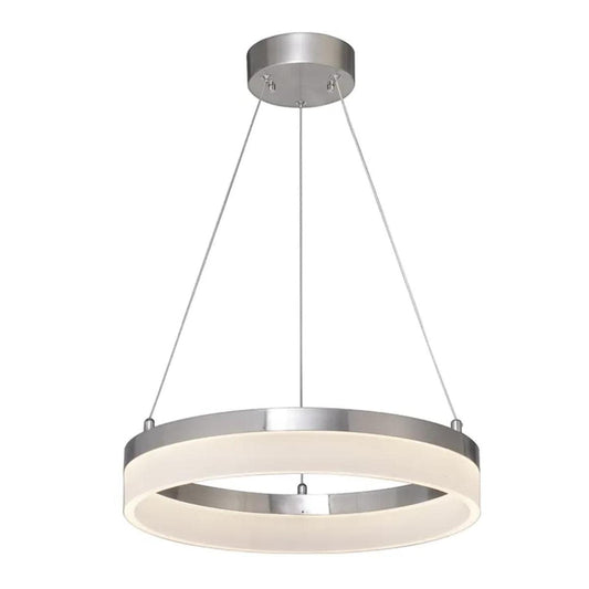Edge-Lit 16"W 1-Light Round LED Ribbon Chandelier Light Fixture Brushed Nickel Finish
