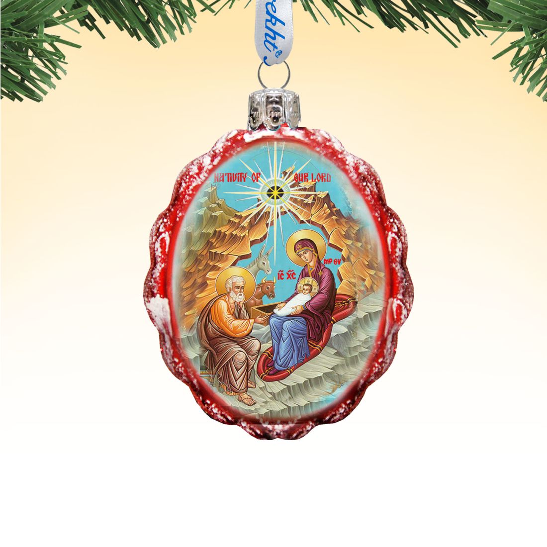 Orthodox Nativity Mercury Glass Ornament by G. DeBrekht - Nativity Holiday Decor - 772052