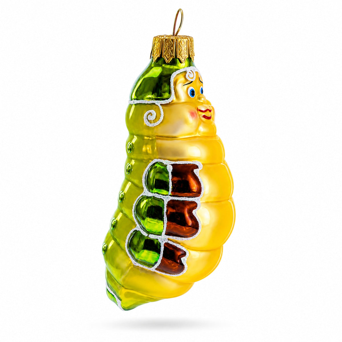 a yellow and green christmas ornament