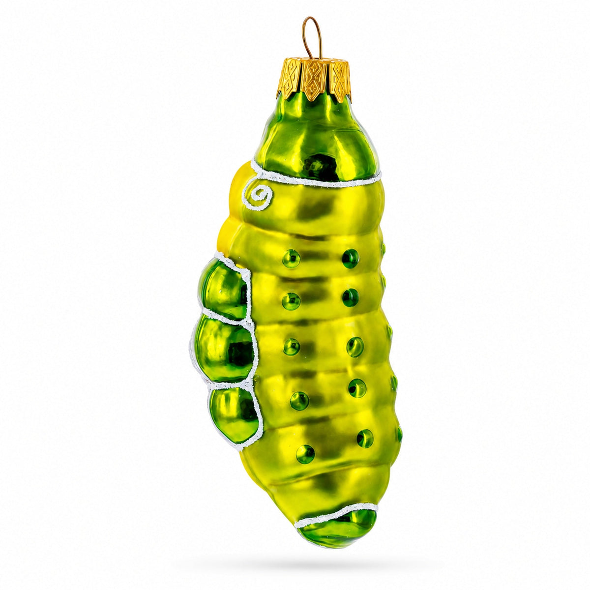 a green and yellow christmas ornament