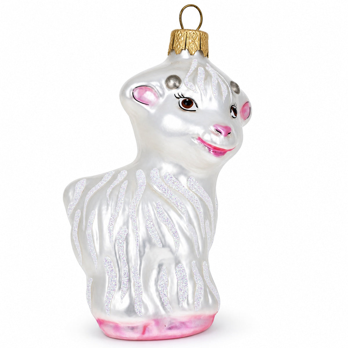 a white and pink christmas ornament