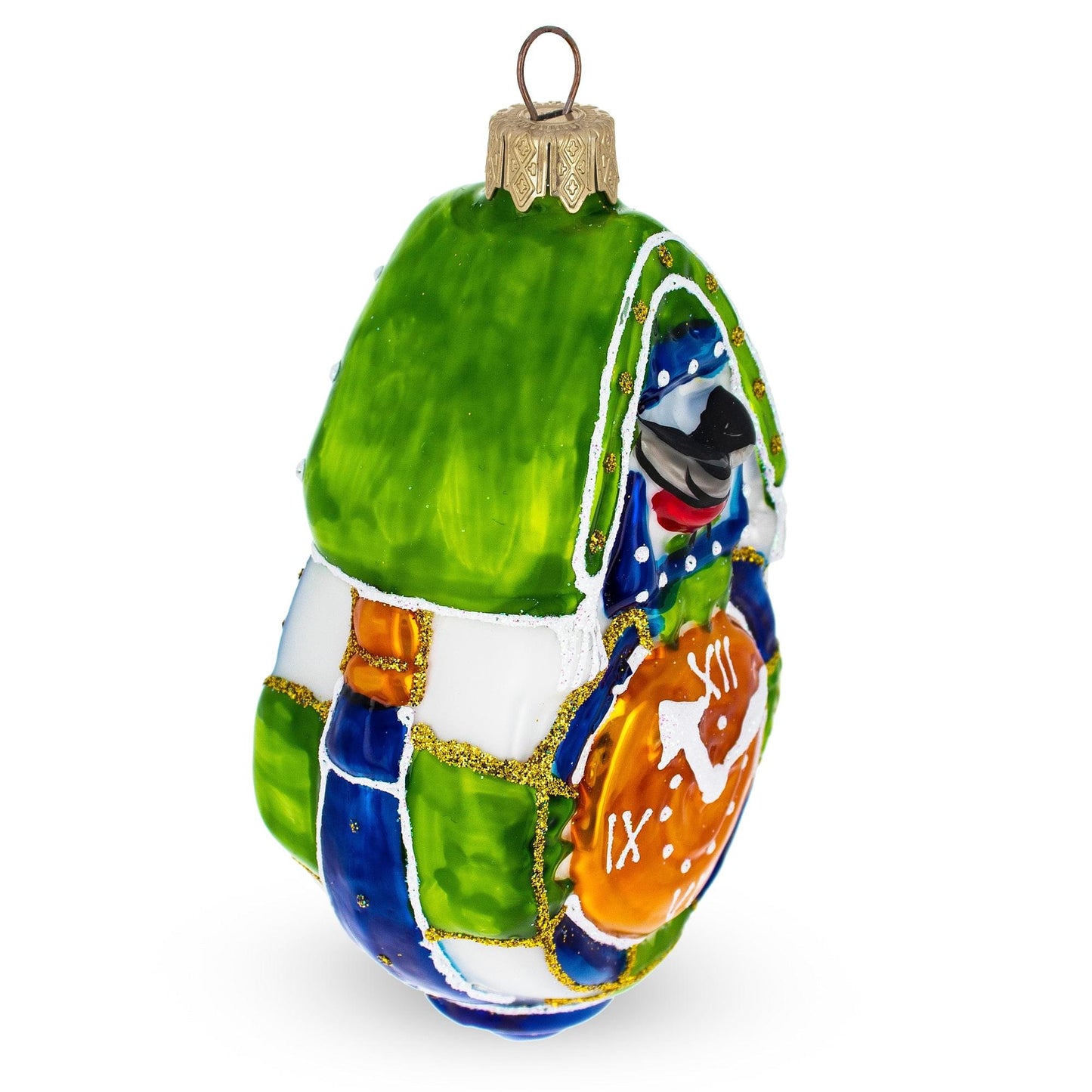 Traditional German Cuckoo Clock with Roman Numeral Glass Christmas Ornament