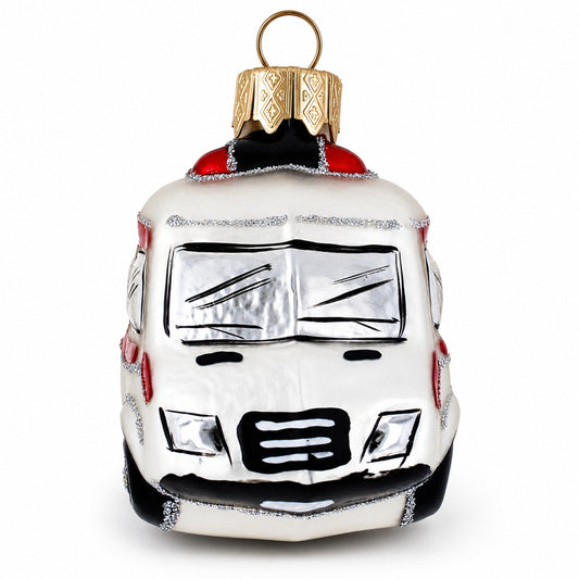 Emergency Vehicle Ambulance Car Mini Glass Christmas Ornament
