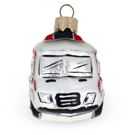 Emergency Vehicle Ambulance Car Mini Glass Christmas Ornament