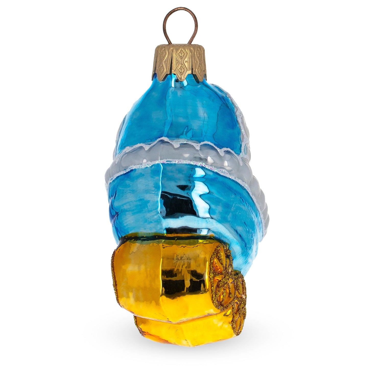 Newborn Baby Girl in a Stroller Glass Christmas Ornament