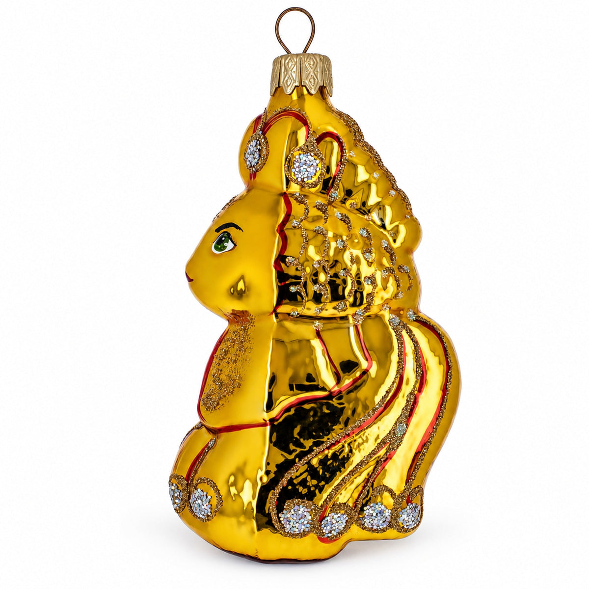 Shiny Goldfish with Scales Glass Christmas Ornament