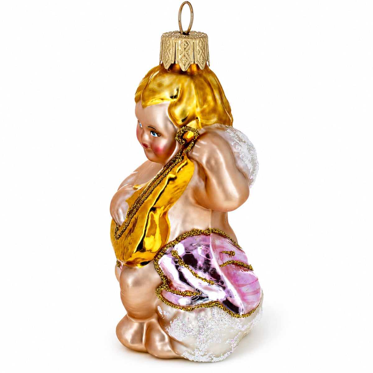 a gold and pink ornament