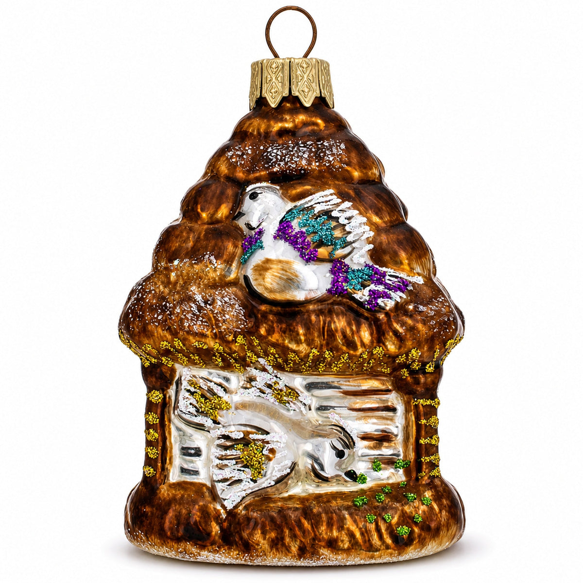 a christmas ornament with a bird on it
