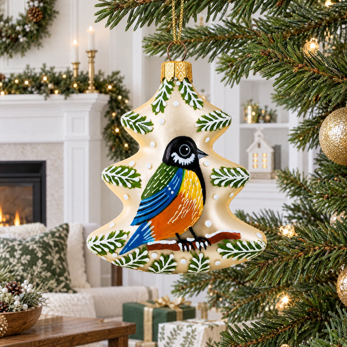 a christmas tree with a decorated ornament