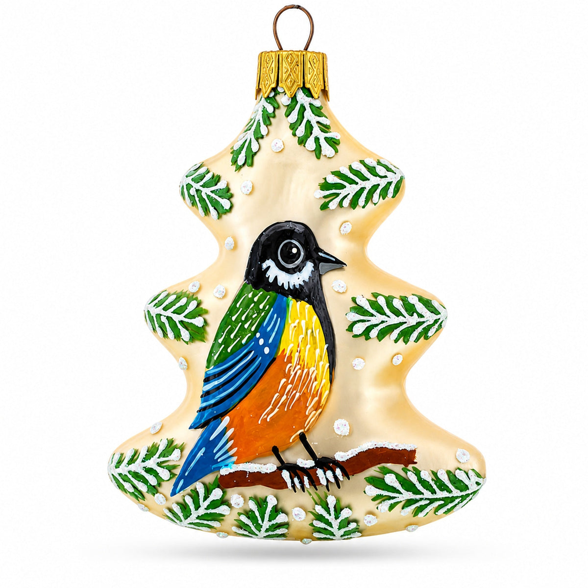 a colorful ornament with a bird painted on it