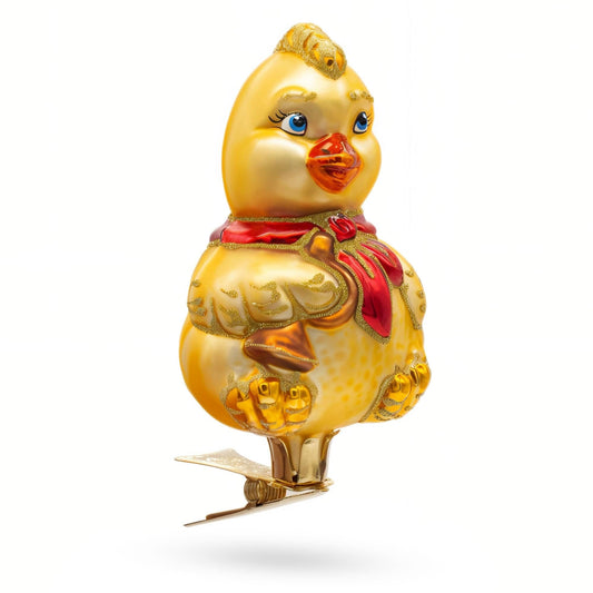 a yellow bird with red and gold accents