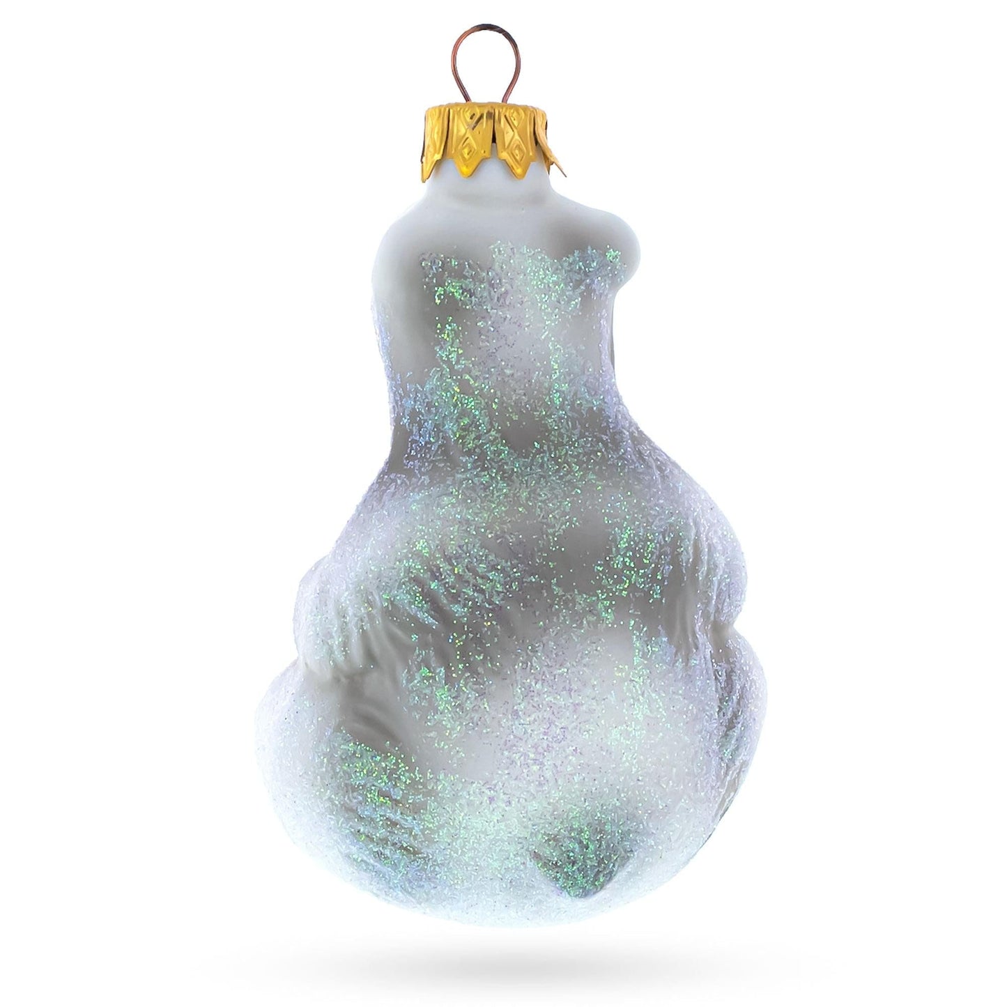 Mother Bear with Cub Glass Christmas Ornament