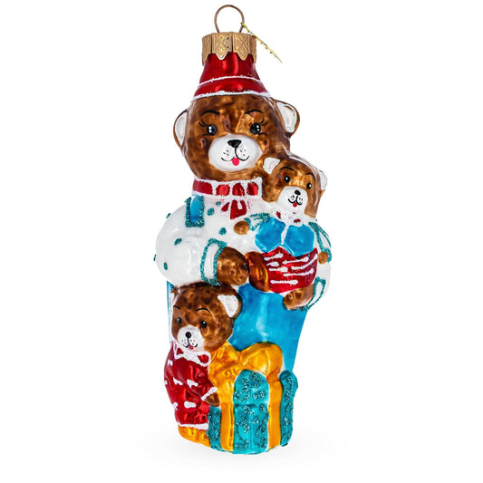 a glass bear with a group of bears