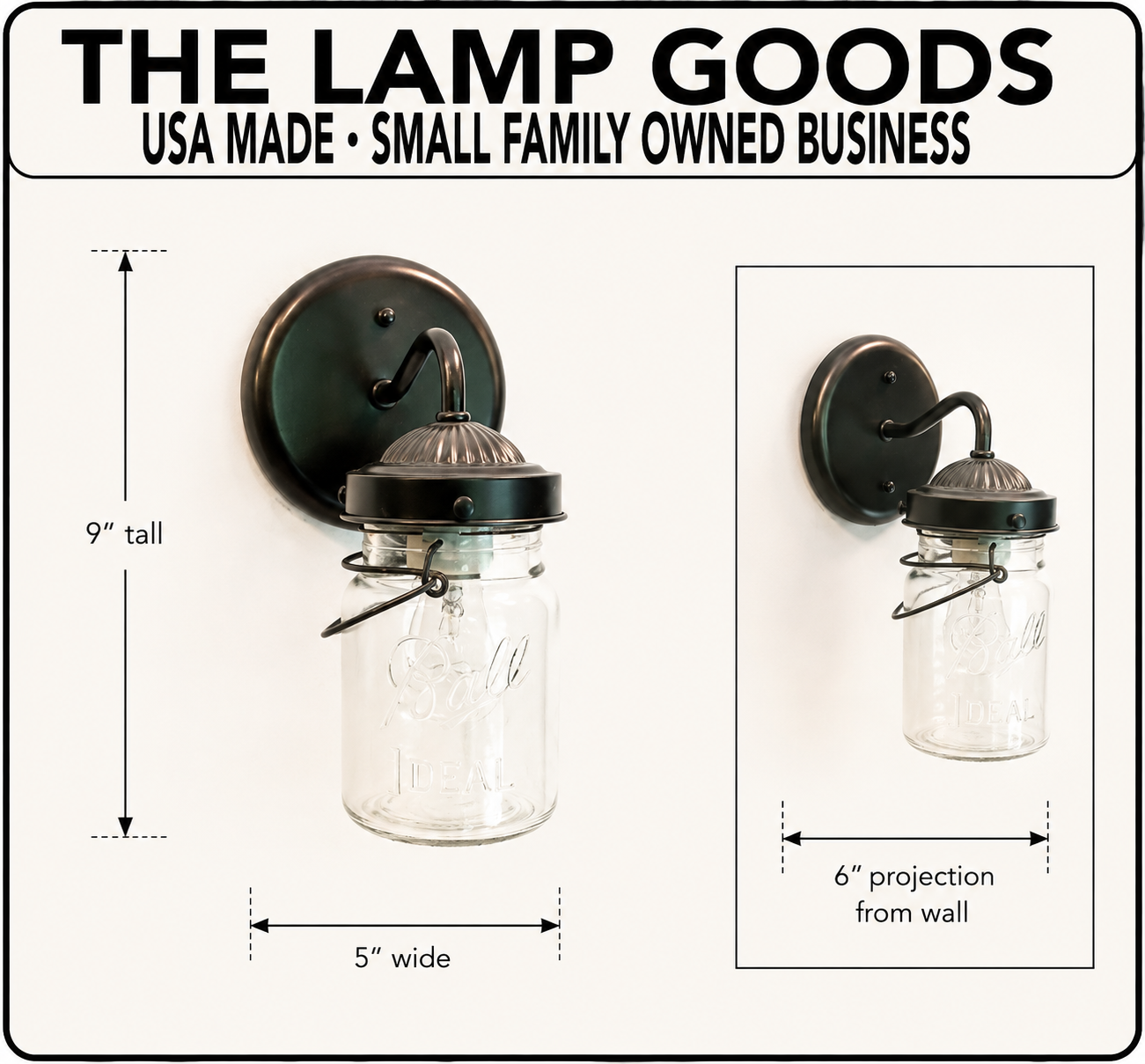 Vintage Mason Jar WALL LIGHT Sconce