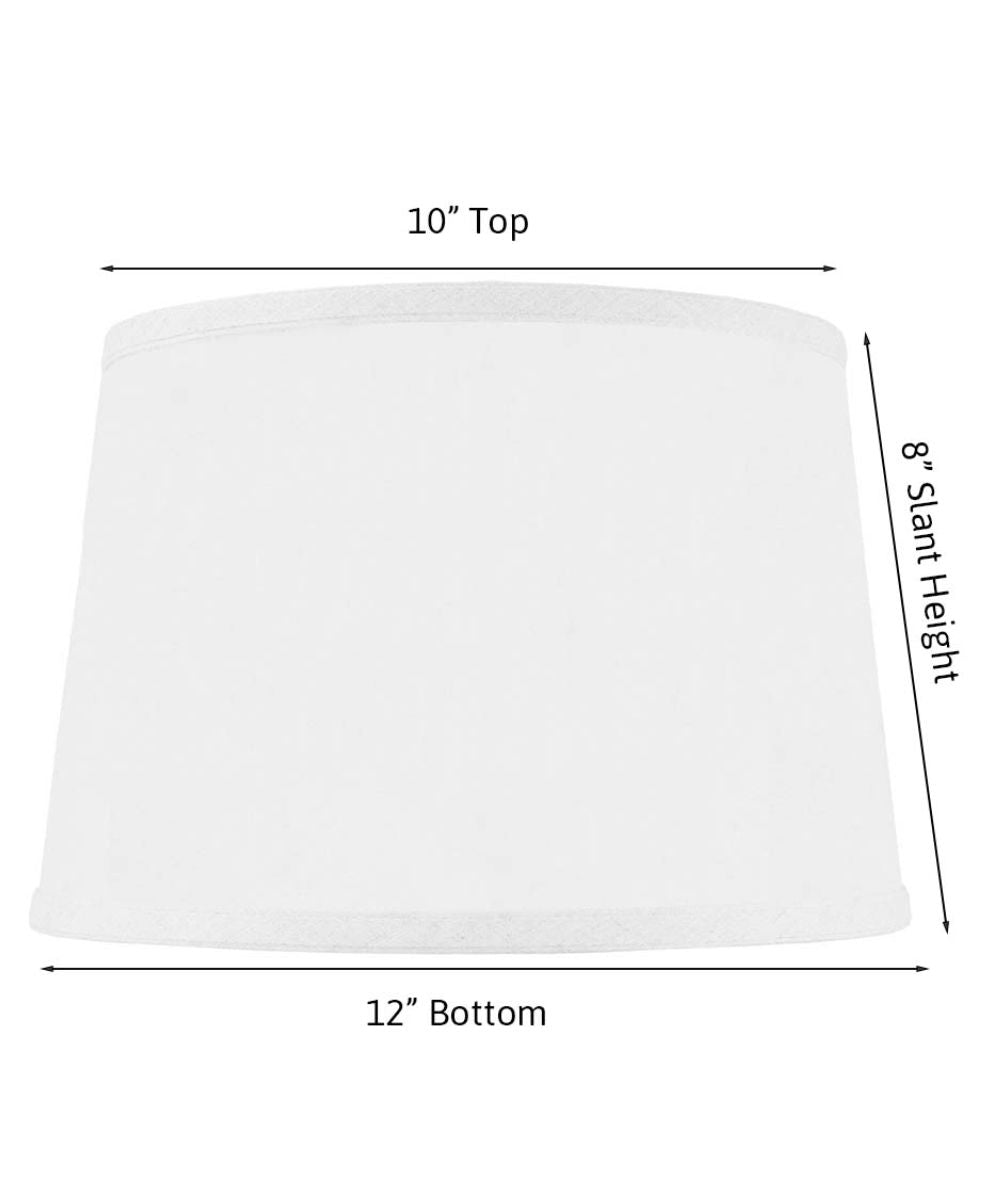10x12x8" CLIP-ON FITTER Hardback Shallow Drum Lamp Shade White Linen